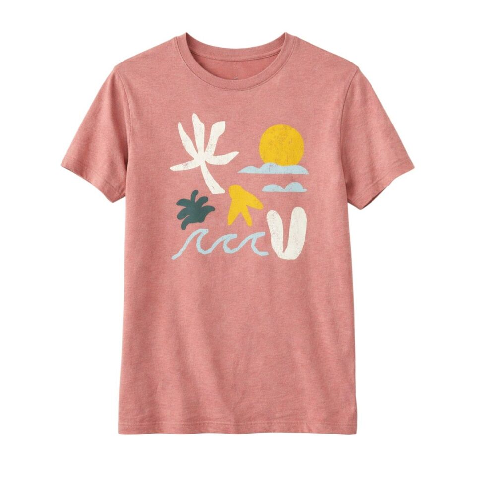 Men’s Coral Tropical Abstract Graphic T-Shirt Small Beach Summer Tee